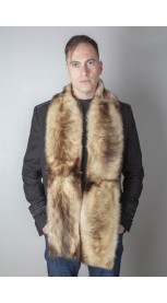 Polecat fitchew fur stole-scarf, cream